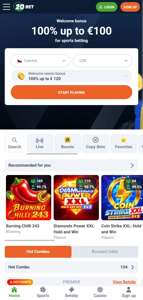 Acceso móvil optimizado a 20bet Casino México sin aplicación requerida