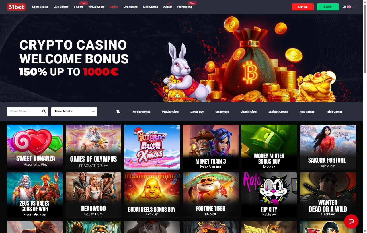 Tragamonedas, juegos de mesa y proveedores disponibles en 31bet Casino México