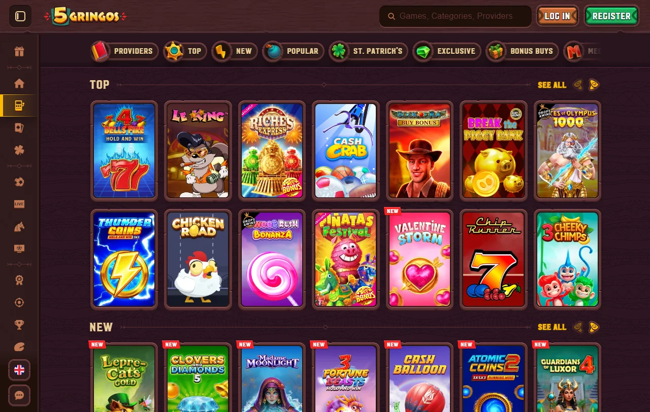 Bonificación de bienvenida y promociones recurrentes en 5Gringos Casino México