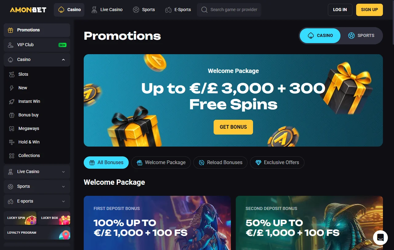 Bonos de bienvenida, promociones recurrentes y ofertas especiales en AmonBet Casino México