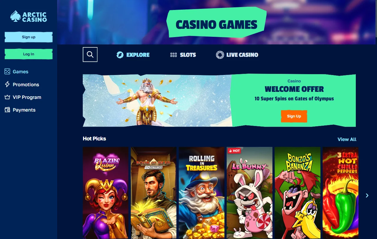 Catálogo de juegos y máquinas tragamonedas disponibles en Arctic Casino México de proveedores reconocidos
