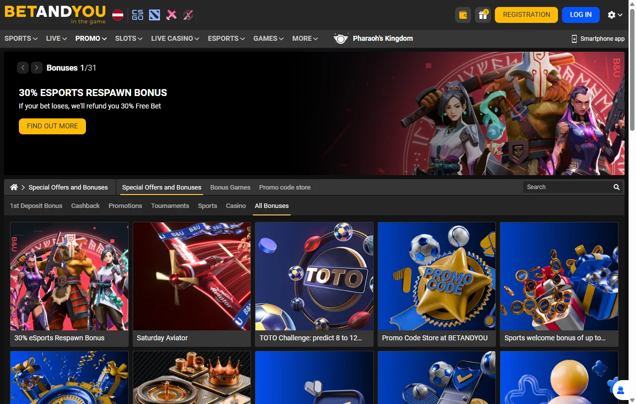 Catálogo de juegos en BetAndYou Casino México con tragamonedas, mesa y opciones de casino en vivo