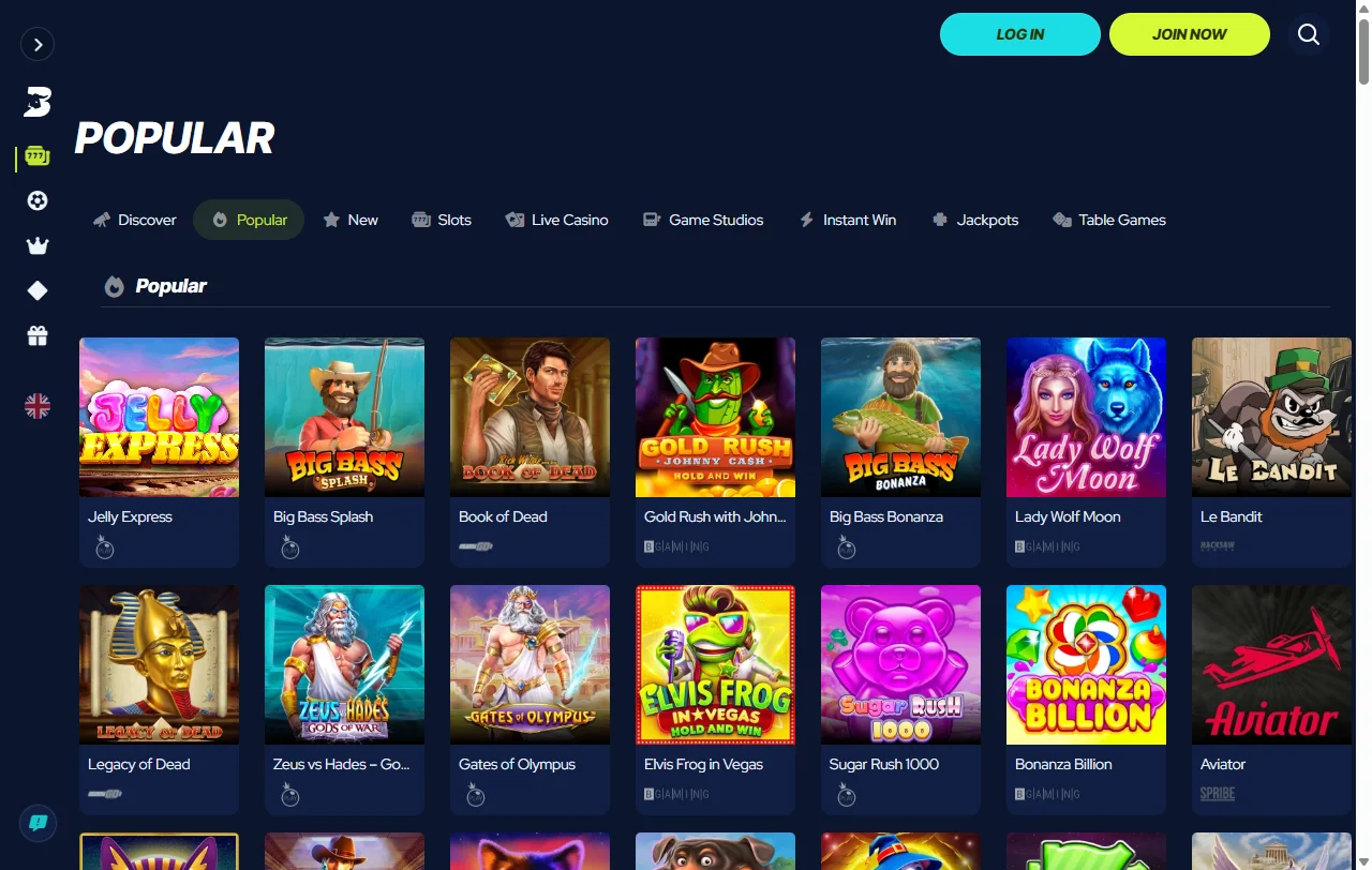 Catálogo de tragamonedas y juegos en vivo disponibles en BetBeast Casino México