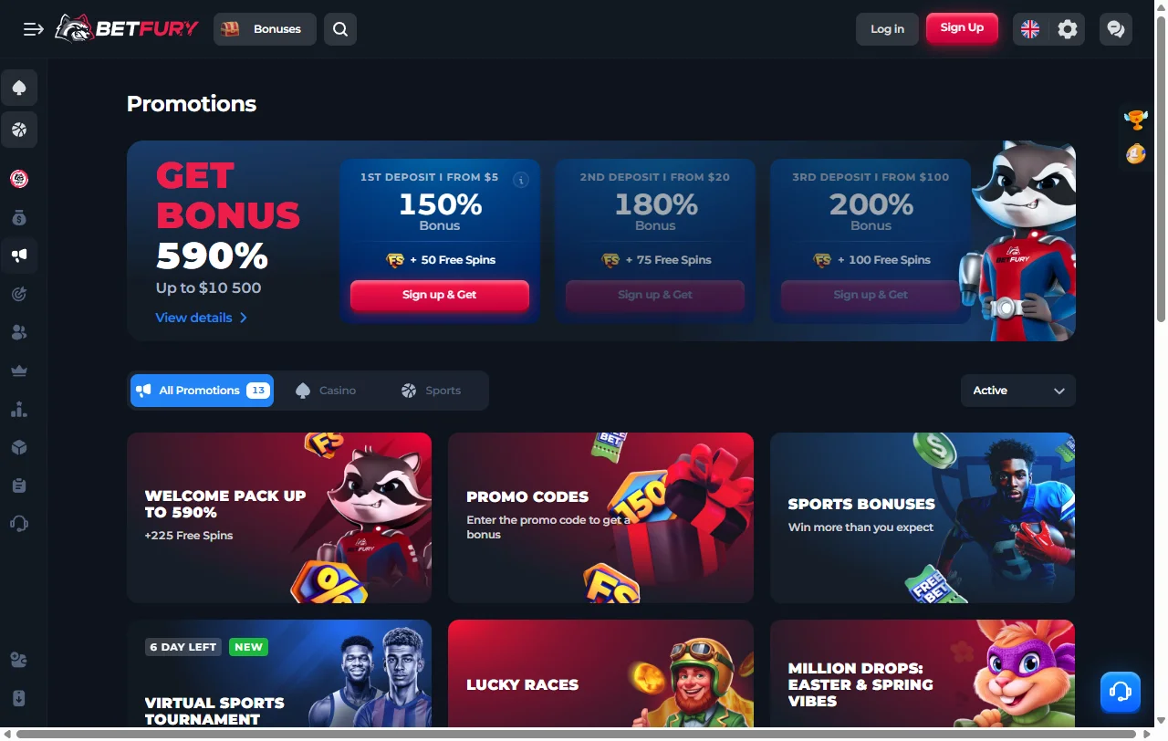 Biblioteca de juegos y proveedores de software en BetFury Casino México