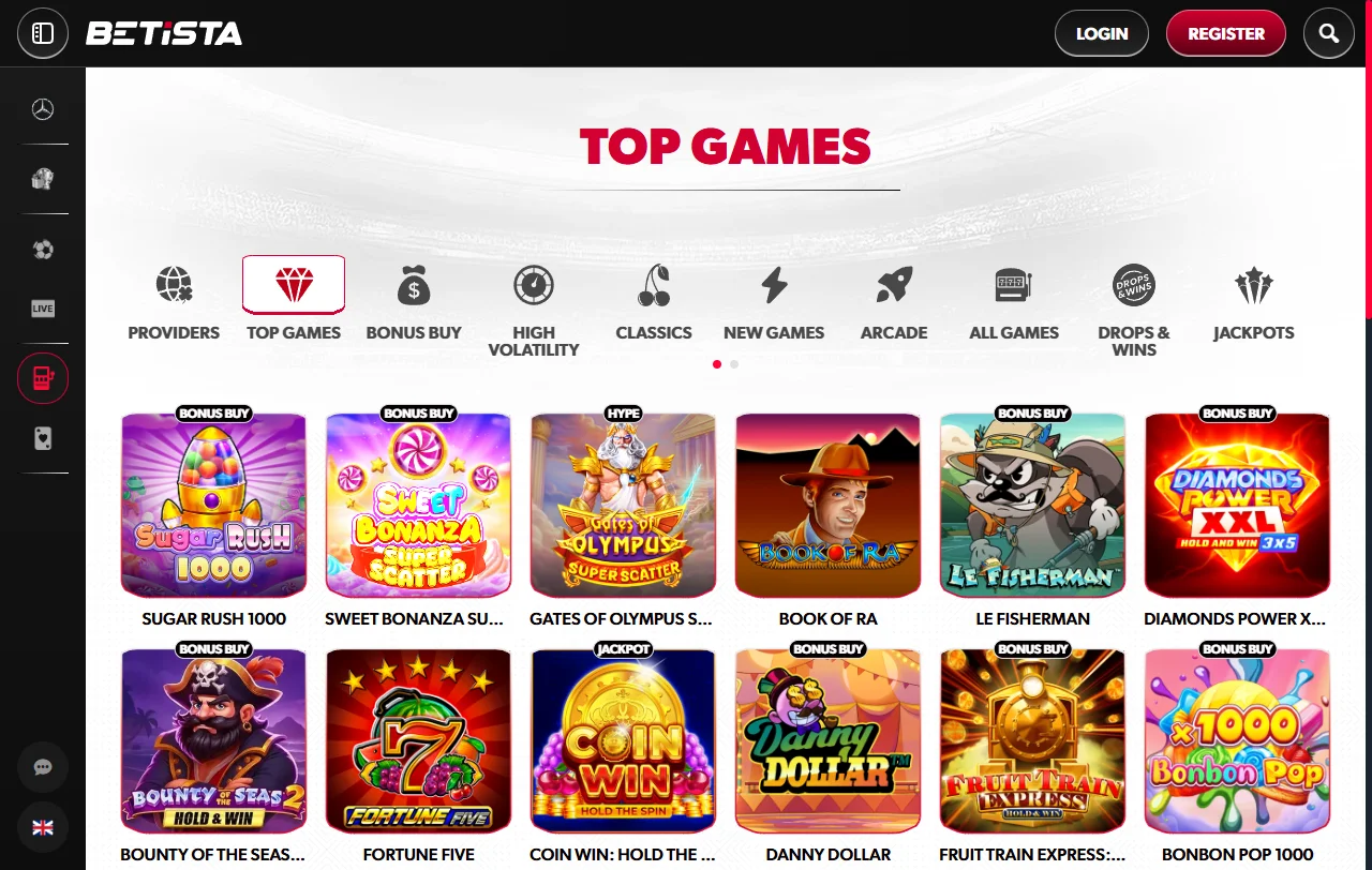 Biblioteca de juegos y proveedores de software en Betista Casino México con 3,000+ títulos