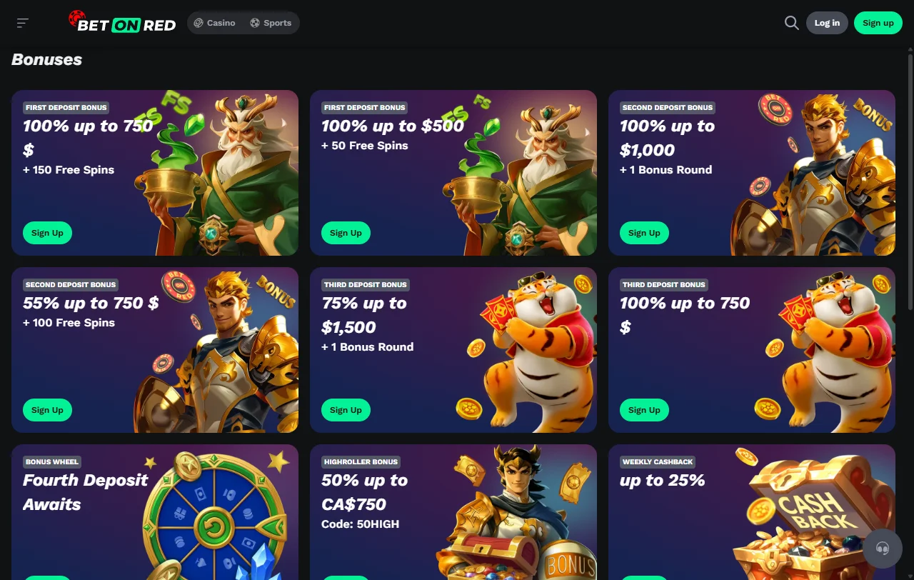 Información de bonificación y promociones especiales disponibles en BetOnRed Casino México