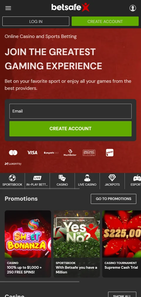 Acceso móvil completo a Betsafe Casino México optimizado para dispositivos Android e iOS