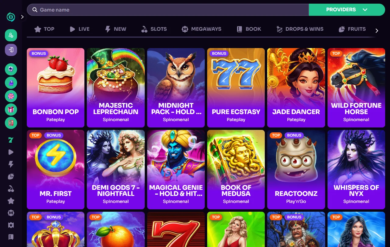 Catálogo de juegos de Betzard Casino México - tragamonedas, mesa en vivo y entretenimiento especializado