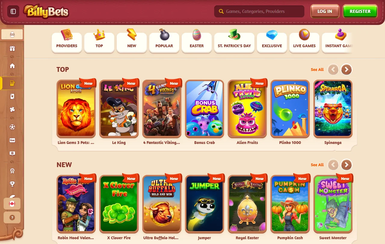 Tragamonedas, juegos de mesa y opciones de vivo disponibles en BillyBets Casino México
