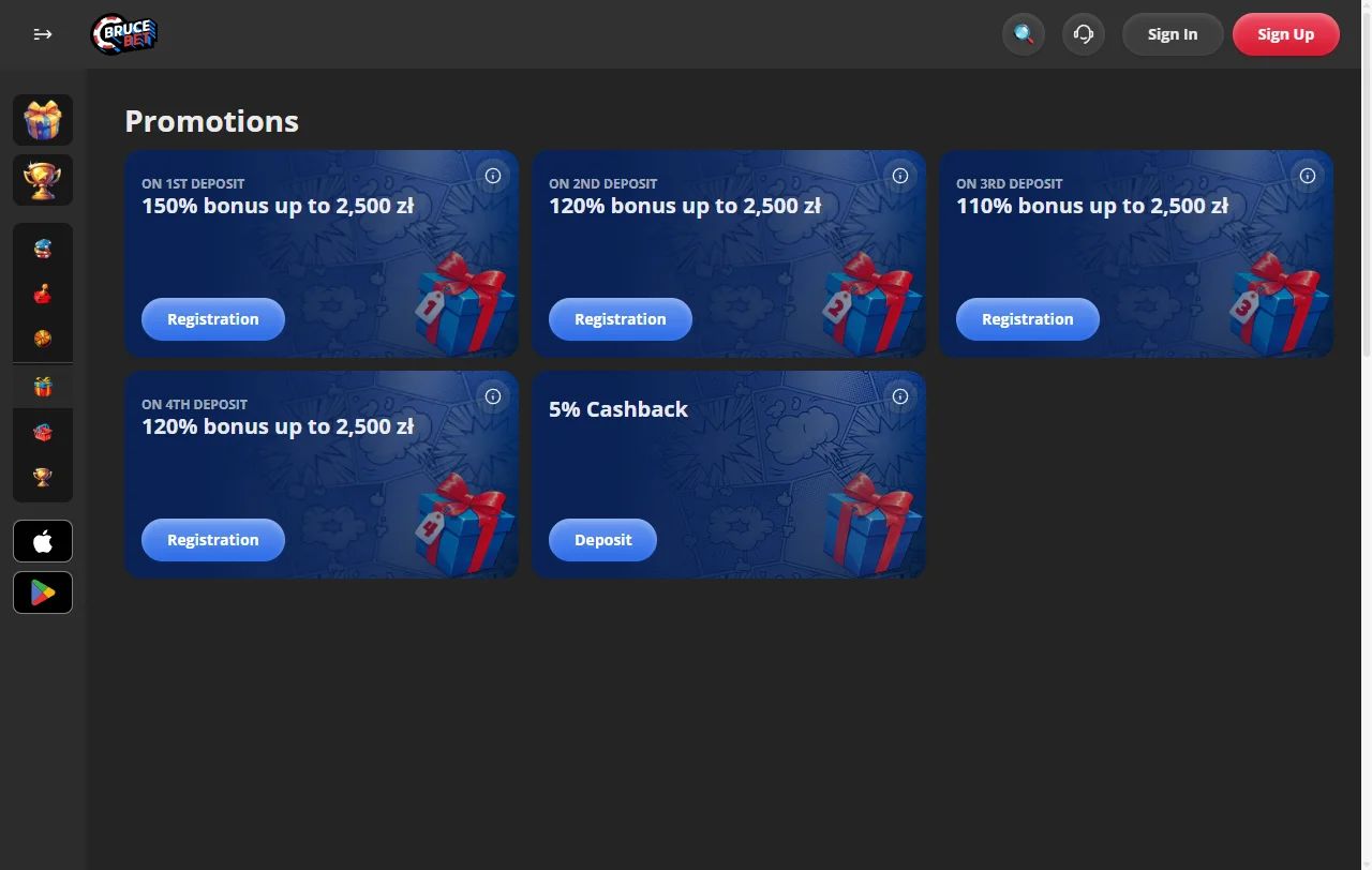 Bonificación de bienvenida y promociones escalonadas ofrecidas por BruceBet Casino México