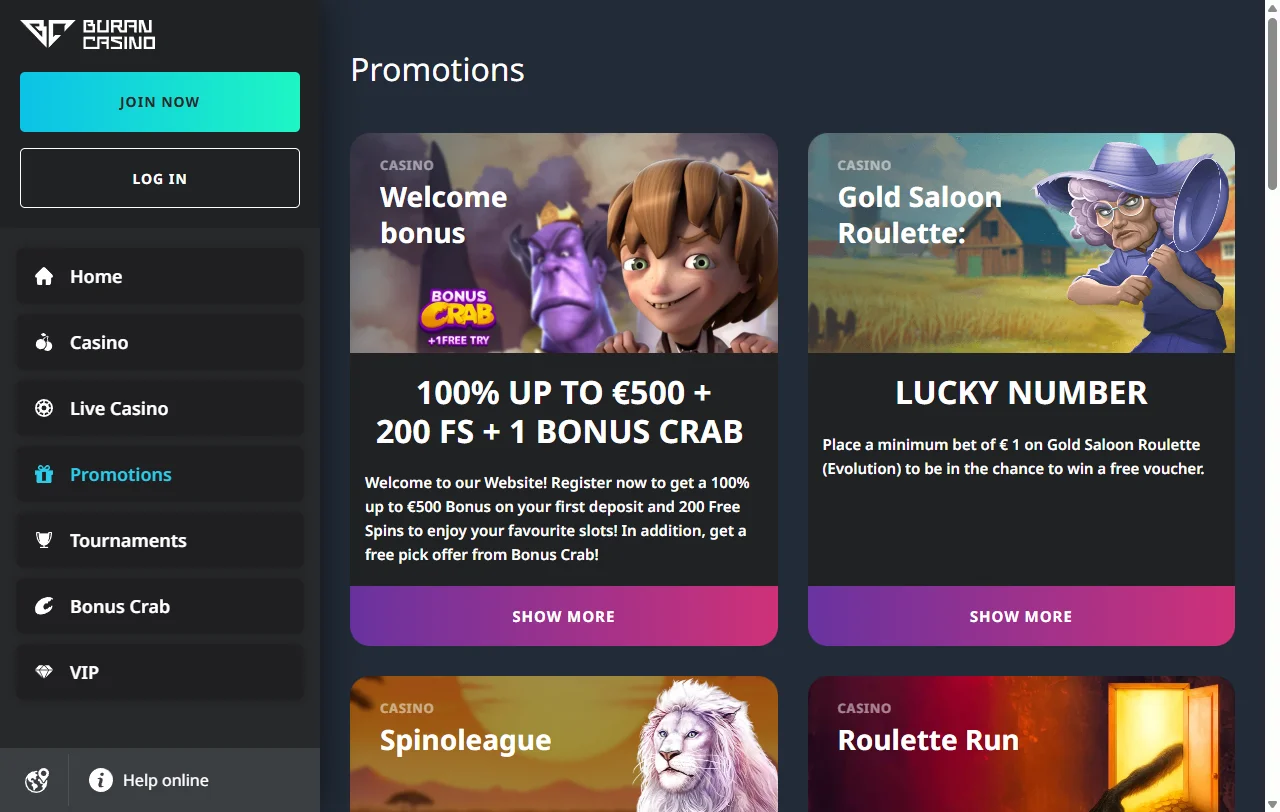 Bonificación de bienvenida y ofertas promocionales de Buran Casino México