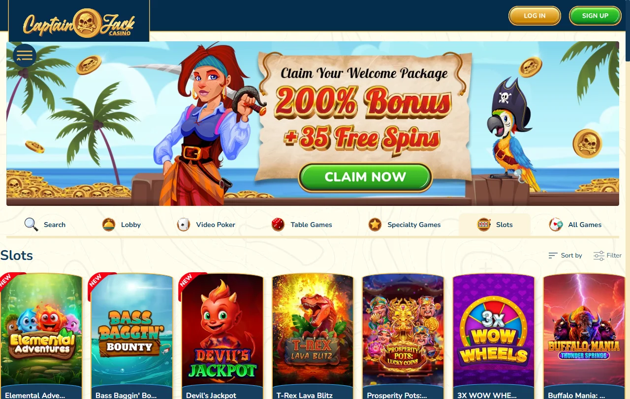 Catálogo de juegos y proveedores en Captain Jack Casino México — más de 3,000 títulos disponibles