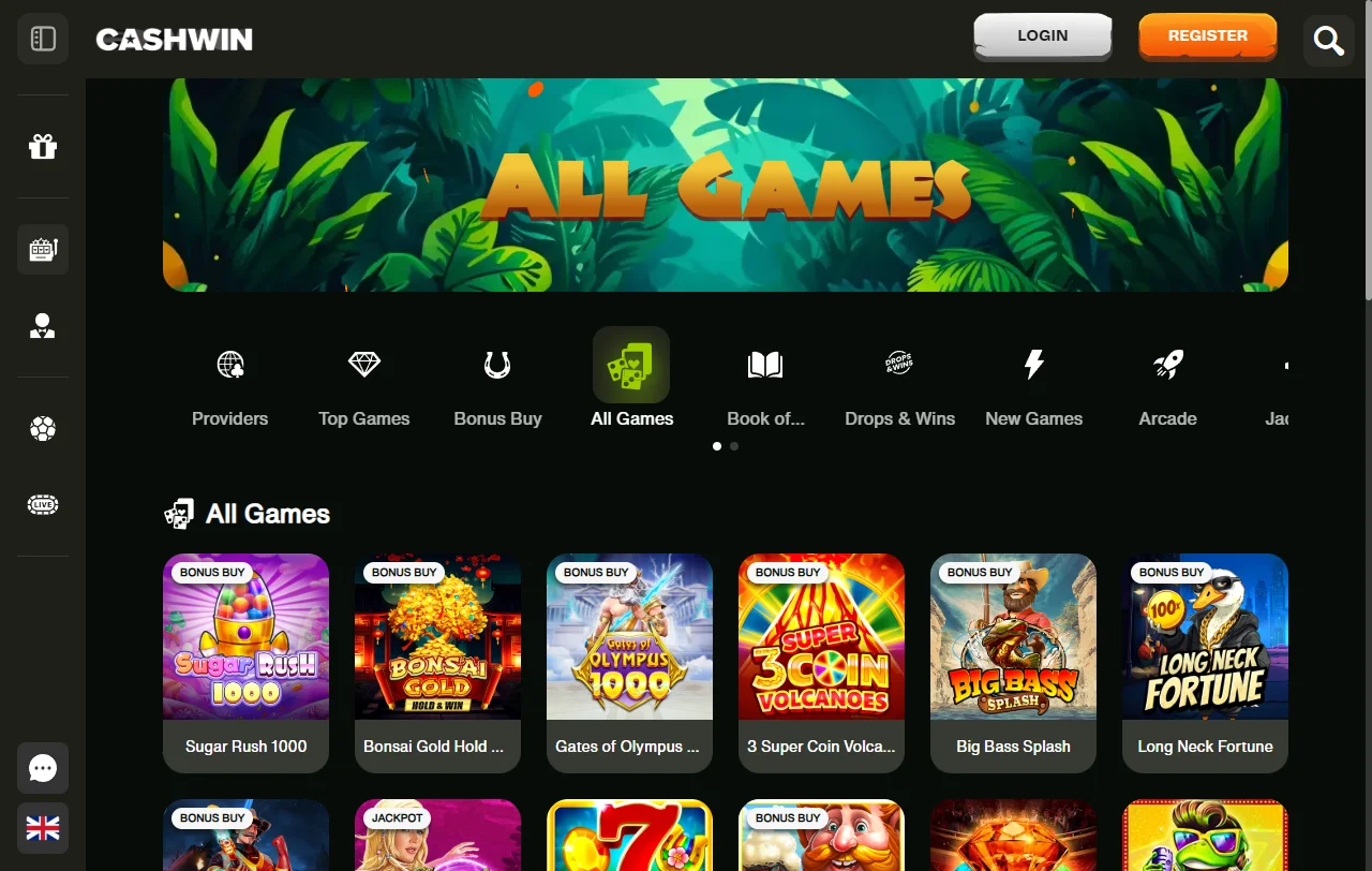 Biblioteca de juegos de CashWin Casino México con proveedores Pragmatic Play, Evolution Gaming y NetEnt