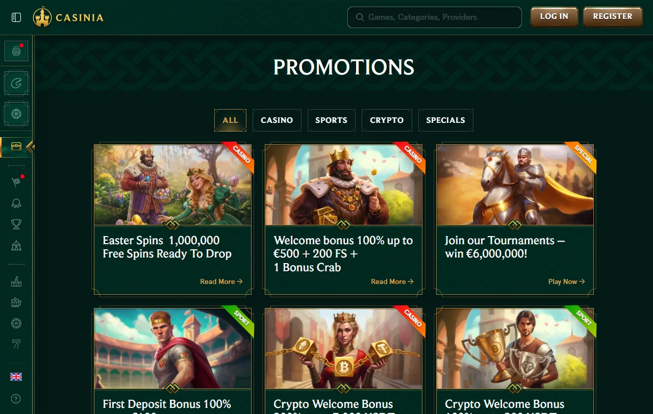 Catálogo de juegos de Casinia Casino México con tragamonedas, mesas en vivo y entretenimiento diversificado
