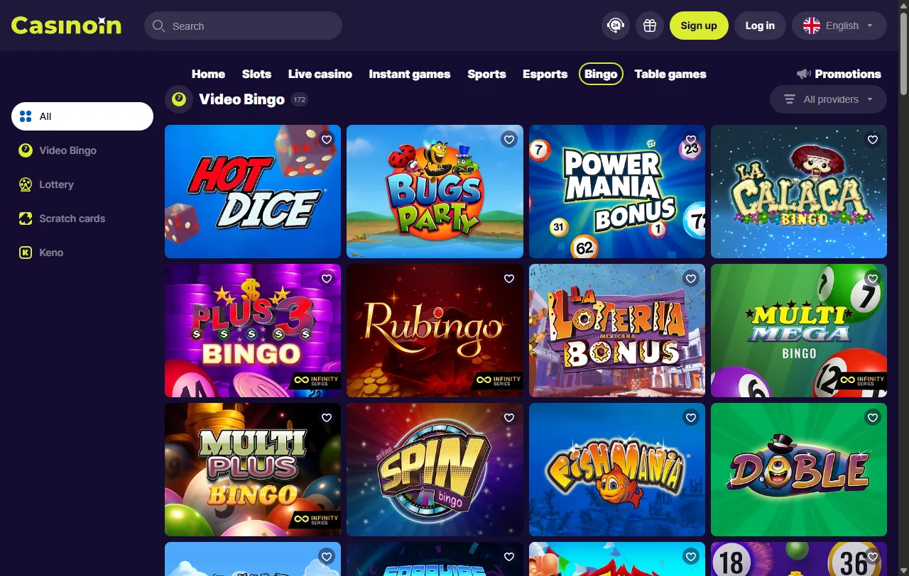 Catálogo de juegos y proveedores en CasinoIn Casino México incluyendo Pragmatic Play y Evolution Gaming