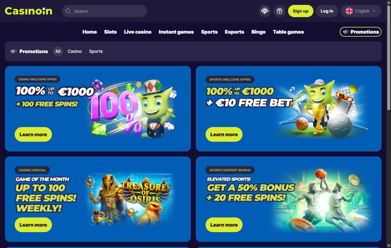 Bonificación de bienvenida y promociones vigentes en CasinoIn Casino México para jugadores nuevos