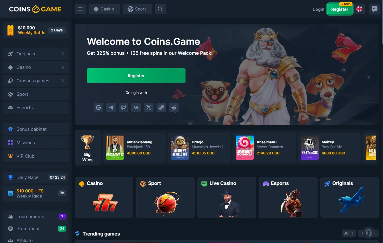 Análisis completo de Coins Game Casino México cubriendo todas las características para jugadores mexicanos