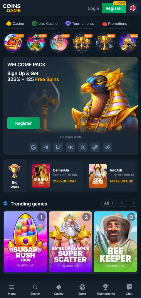 Acceso móvil optimizado a Coins Game Casino México desde smartphones y tablets