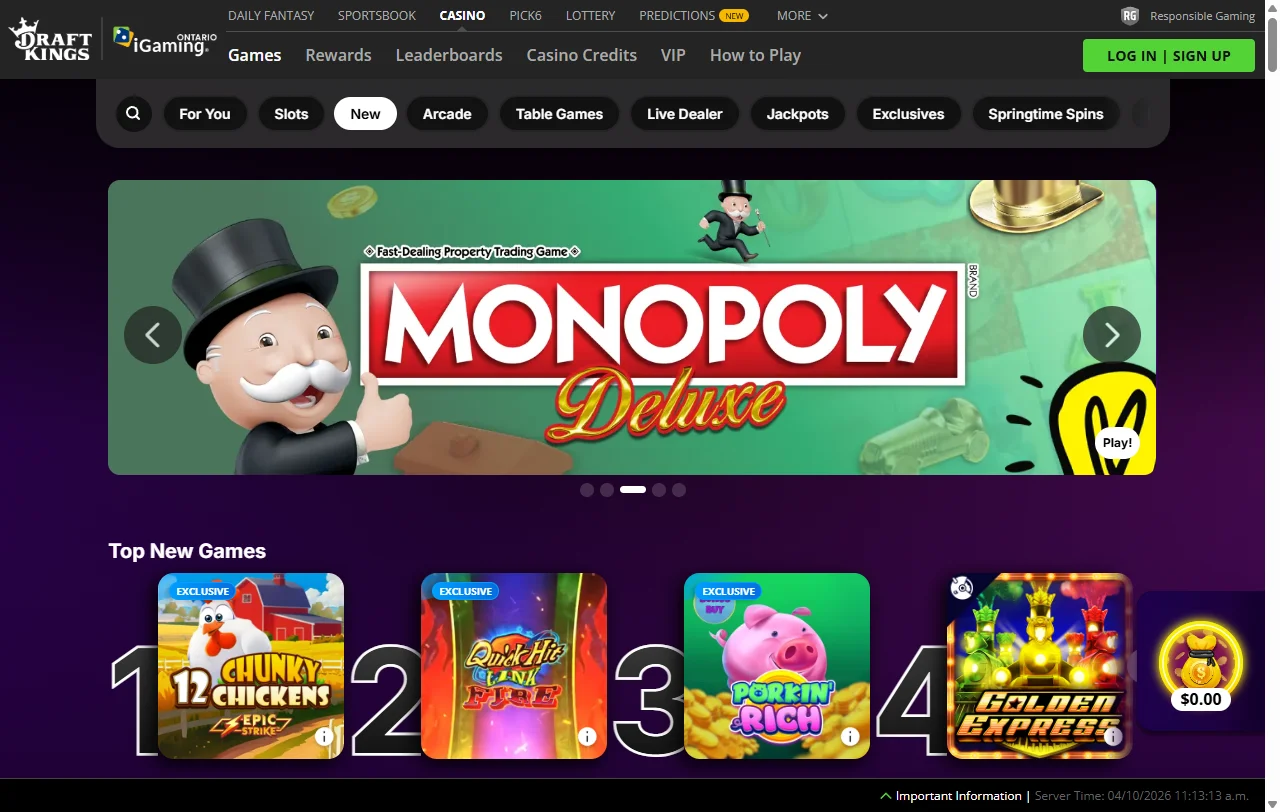 Catálogo de juegos de DraftKings Casino México incluyendo tragamonedas, ruleta en vivo y juegos de mesa de múltiples proveedores
