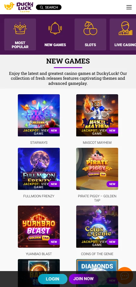 Acceso móvil completo a DuckyLuck Casino México desde dispositivos iOS y Android