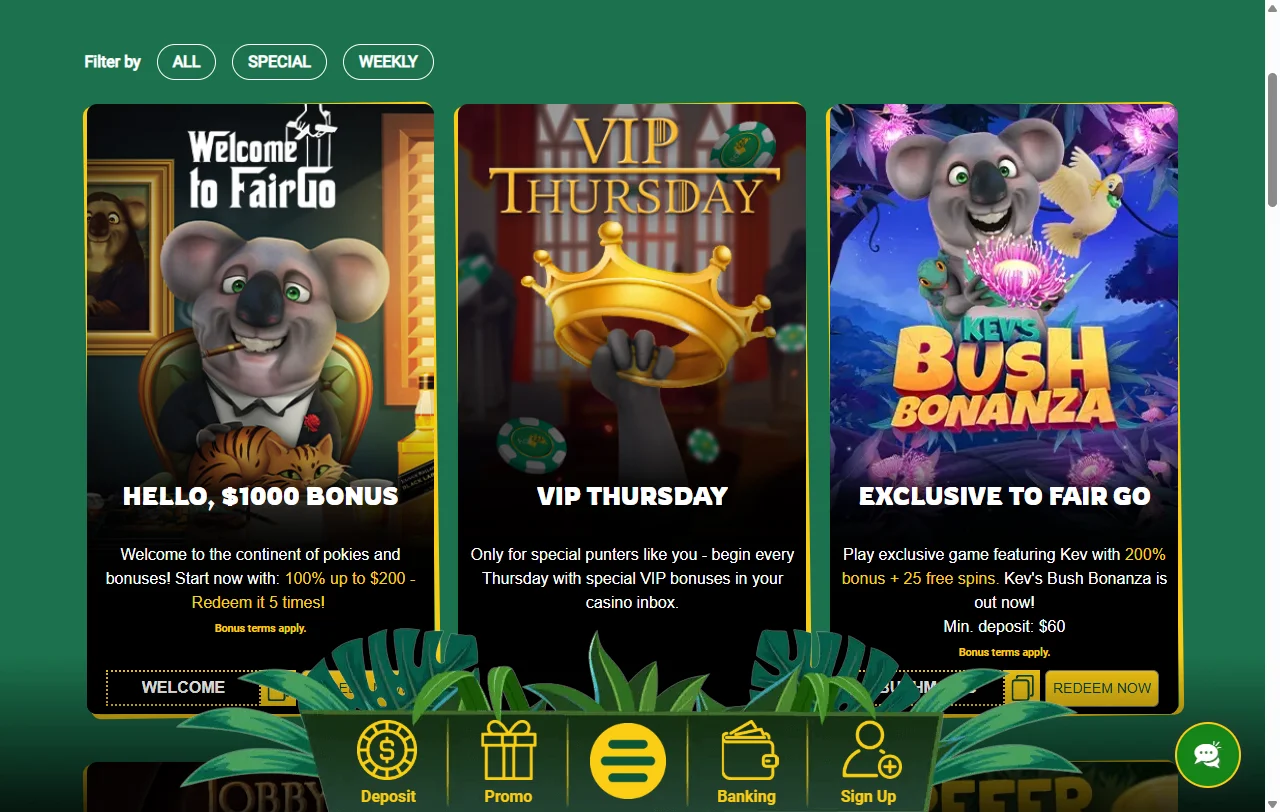 Catálogo de más de 3,000 juegos de proveedores como Pragmatic Play y Evolution Gaming en Fair Go Casino México