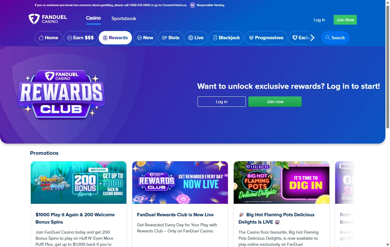 Programa de bonificación de FanDuel Casino México mostrando bono de bienvenida y promociones recurrentes