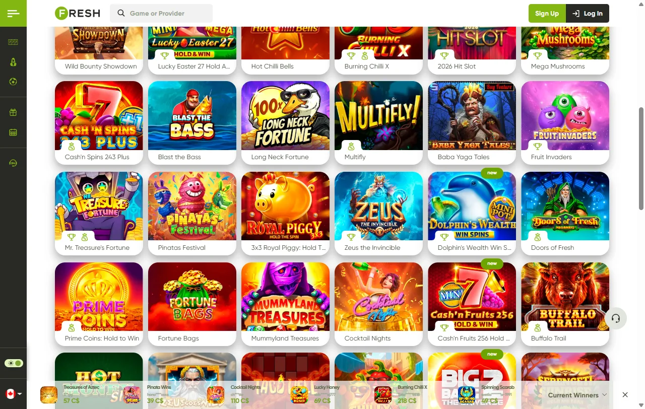 Bonificación de bienvenida en Fresh Casino México hasta 2,000 MXN más 50 giros gratis con términos de apuesta transparentes