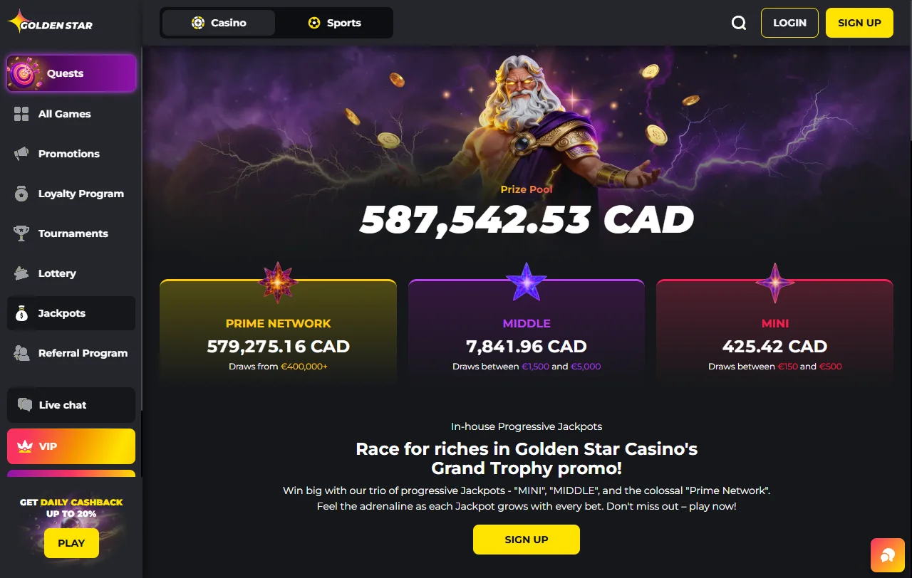 Catálogo de juegos, tragamonedas y entretenimiento en vivo disponible en Golden Star Casino México