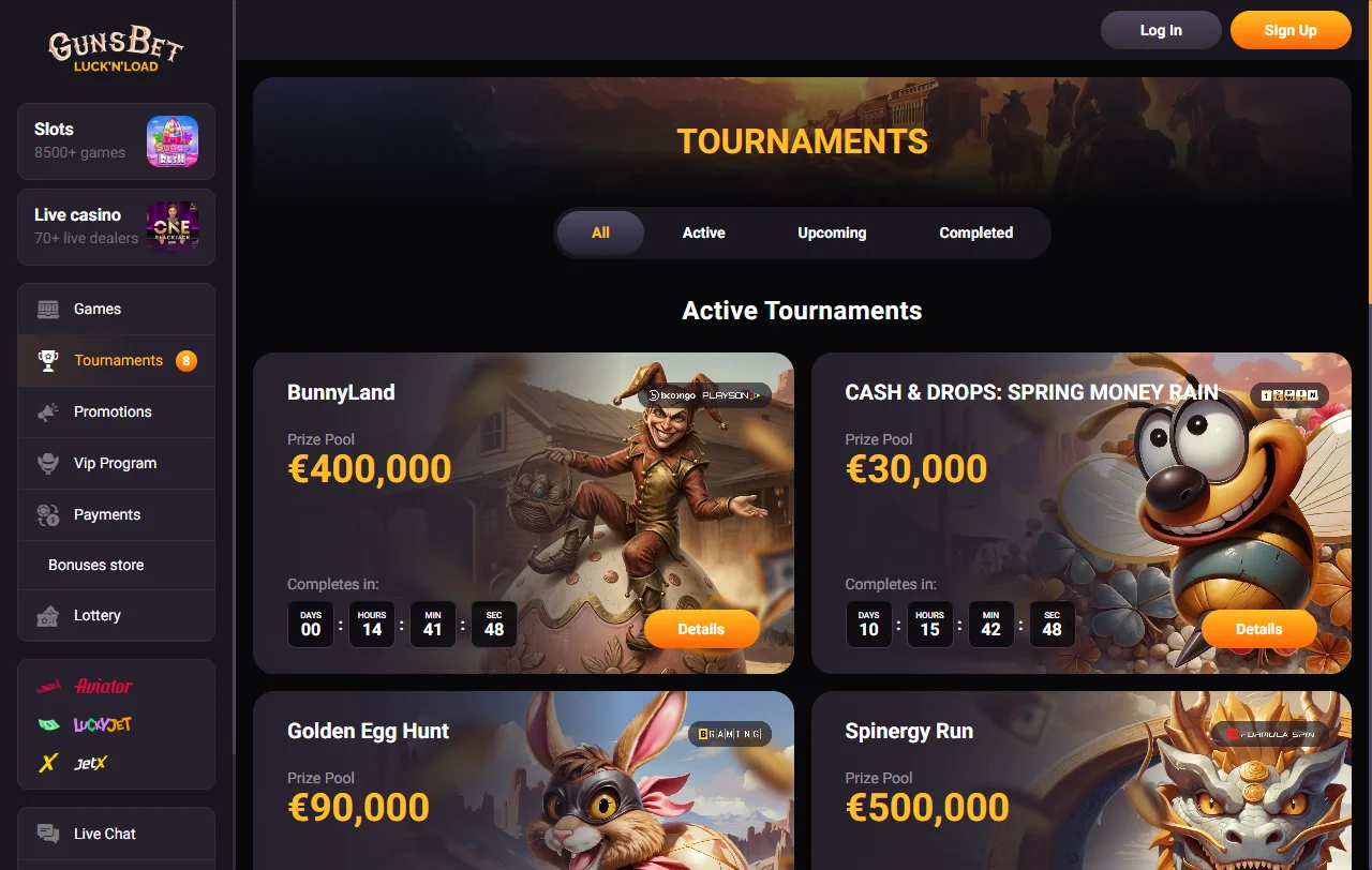 Catálogo de juegos de Gunsbet Casino México incluye miles de títulos de Pragmatic Play, Evolution Gaming y otros proveedores