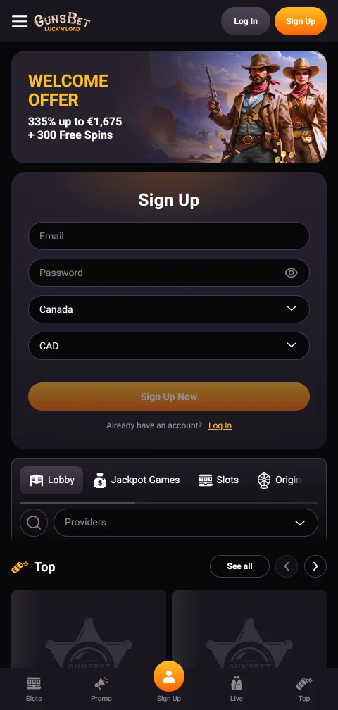Aplicación móvil de Gunsbet Casino México retiene acceso completo a todos los juegos y funciones