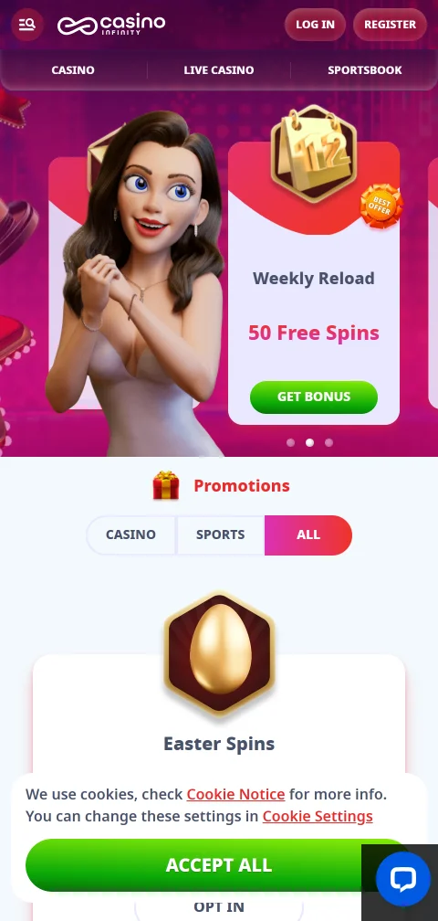 Acceso móvil a Infinity Casino México mediante navegador optimizado compatible con iOS y Android