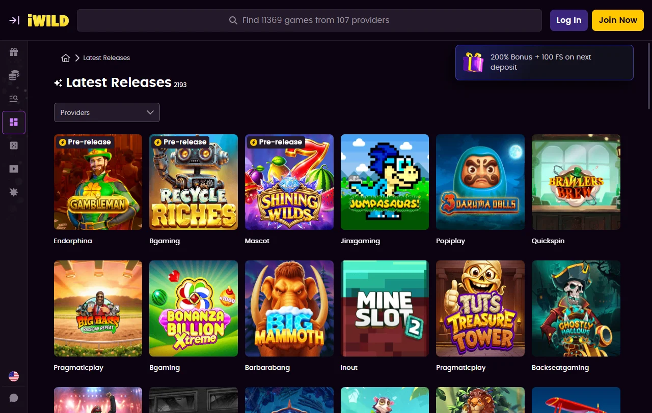 Catálogo de tragamonedas, juegos de mesa y opciones de casino en vivo en iWild Casino México