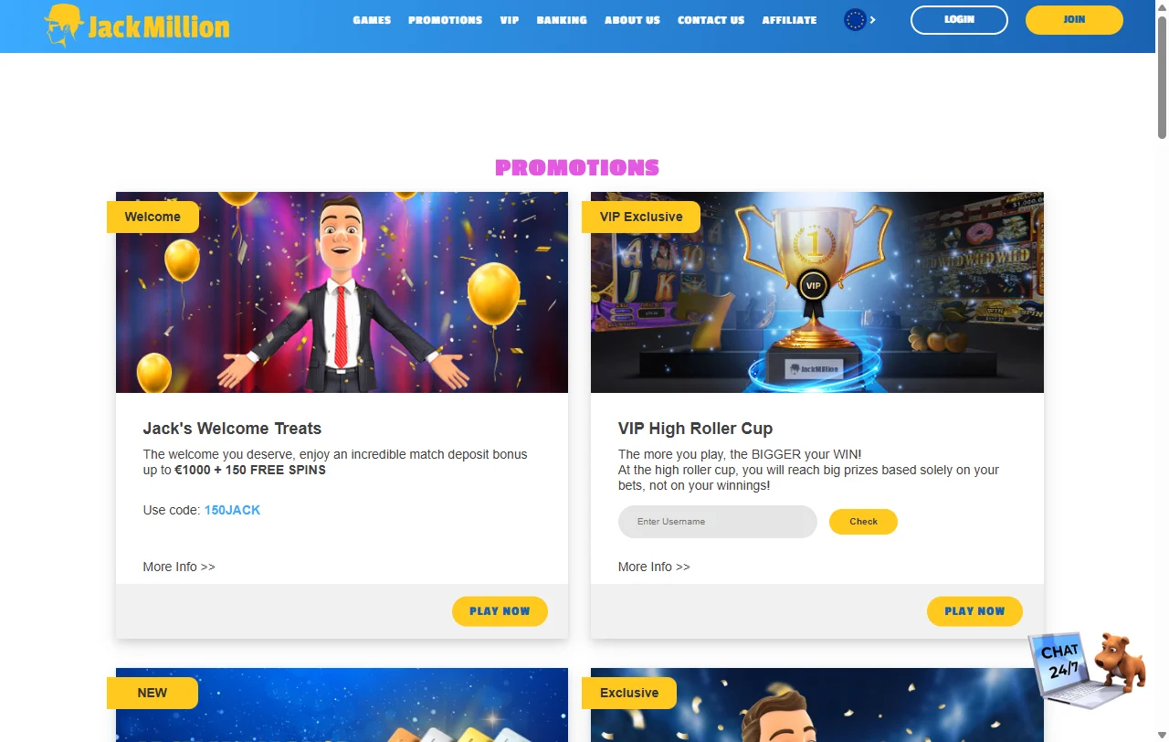 Bonos de bienvenida y promociones especiales disponibles en Jack Million Casino México