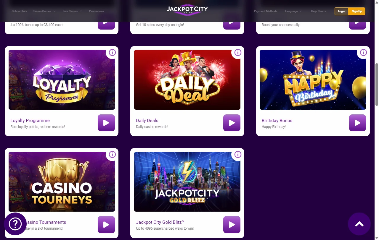 Bonificaciones y promociones en Jackpot City Casino México con bono de bienvenida hasta $2,000 MXN