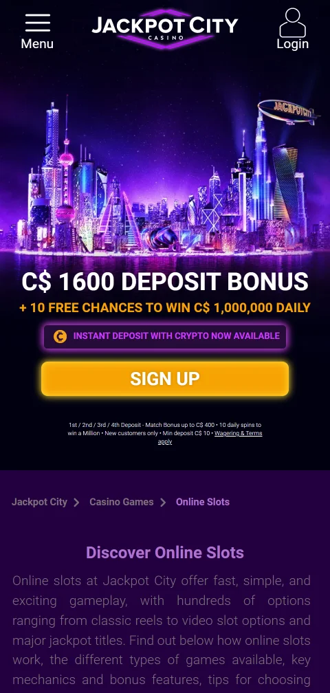 Acceso móvil a Jackpot City Casino México mediante navegador optimizado en dispositivos iOS y Android
