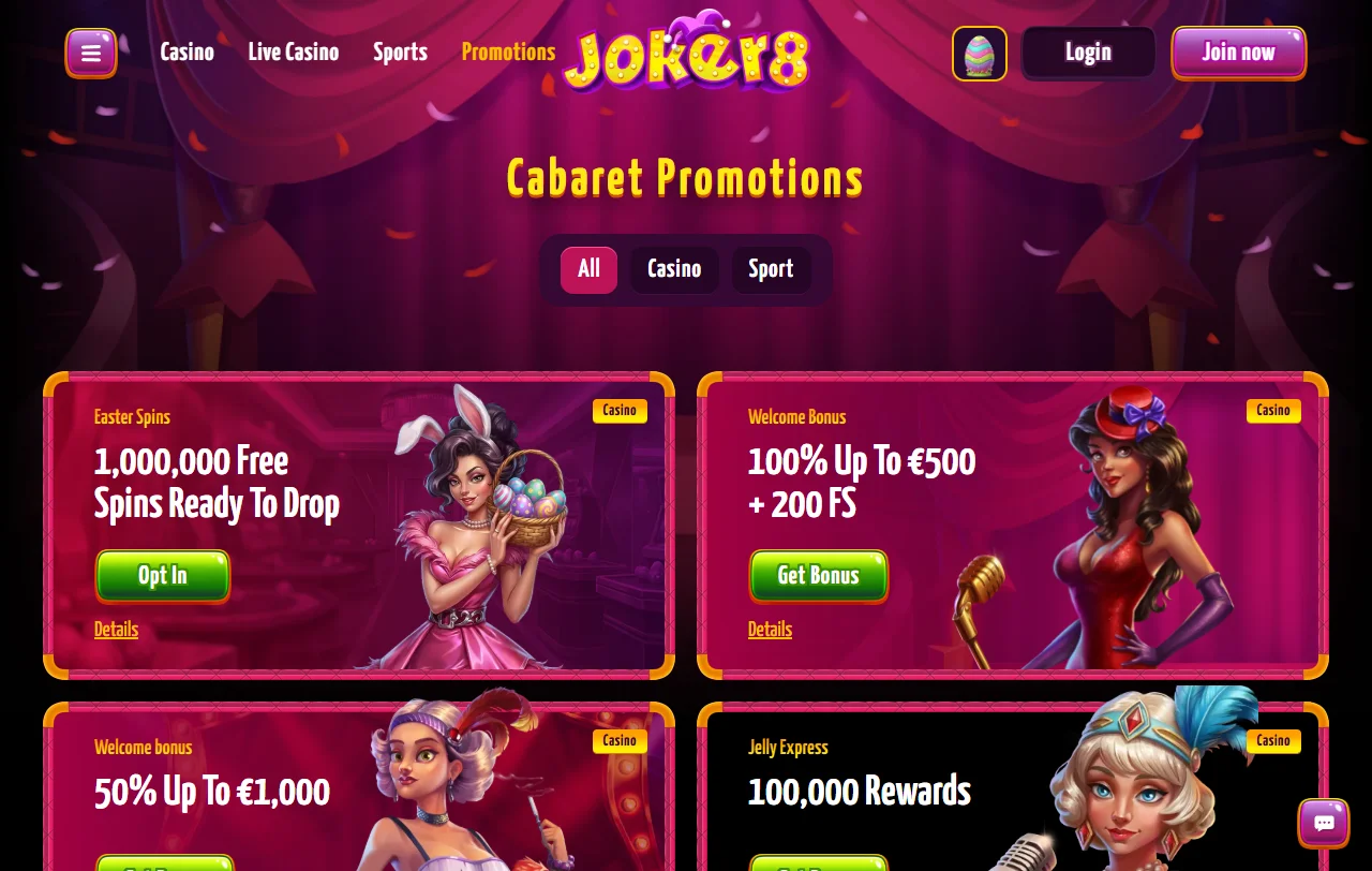 Ofertas de bonificación de Joker8 Casino México incluyendo bono de bienvenida y promociones recurrentes