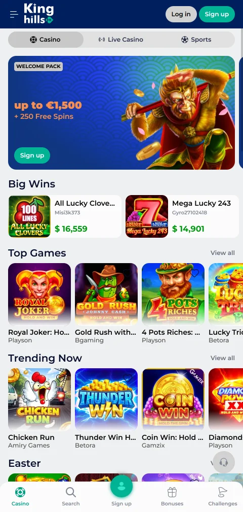 Acceso móvil a KingHills Casino México con compatibilidad completa en navegadores de dispositivos iOS y Android