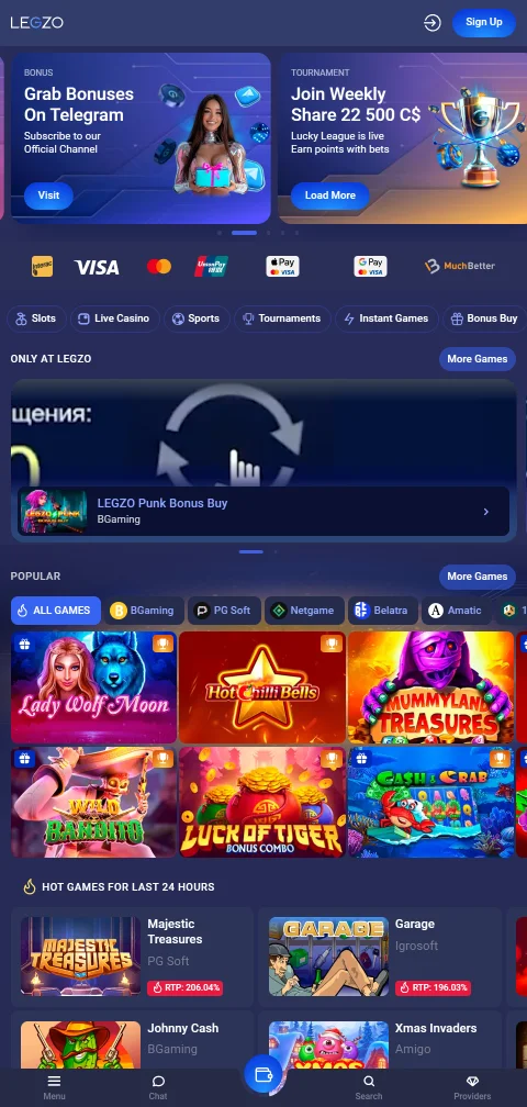 Legzo Casino México versión móvil optimizada para smartphones con navegación táctil y acceso completo a biblioteca de juegos