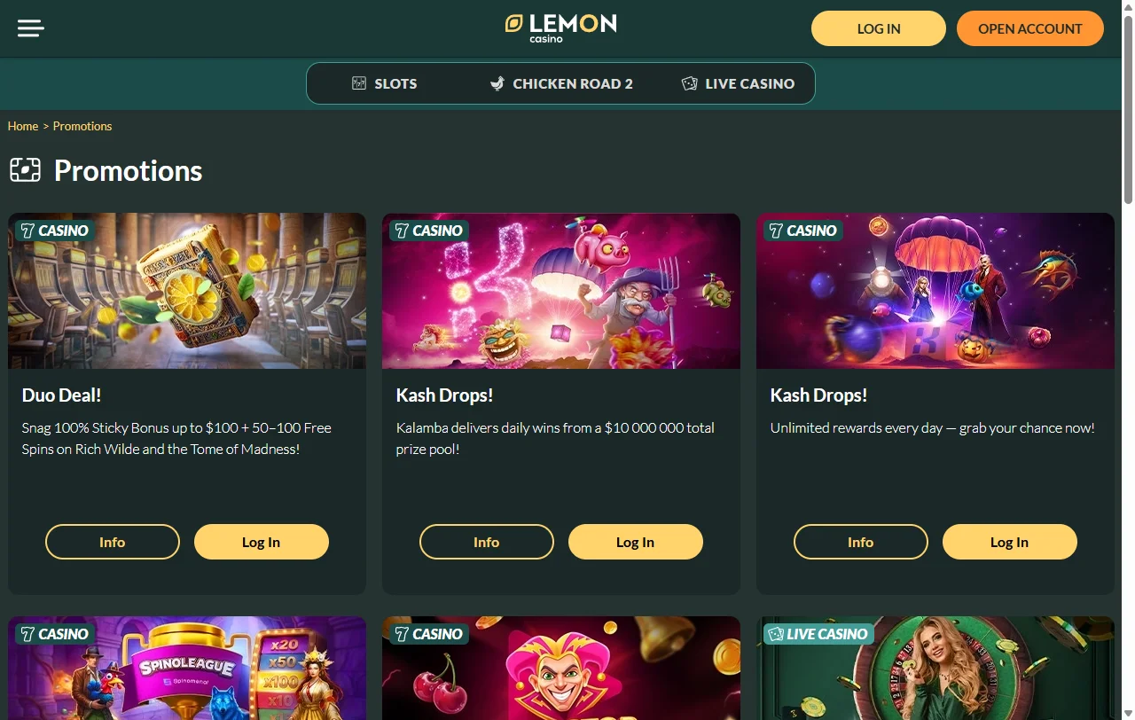 Sistema de bonificación de Lemon Casino México con bono de bienvenida de hasta 100% en primer depósito