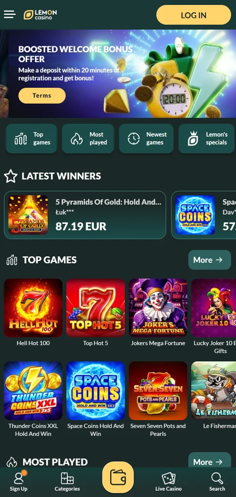 Acceso móvil a Lemon Casino México desde smartphone con interfaz optimizada para pantalla táctil