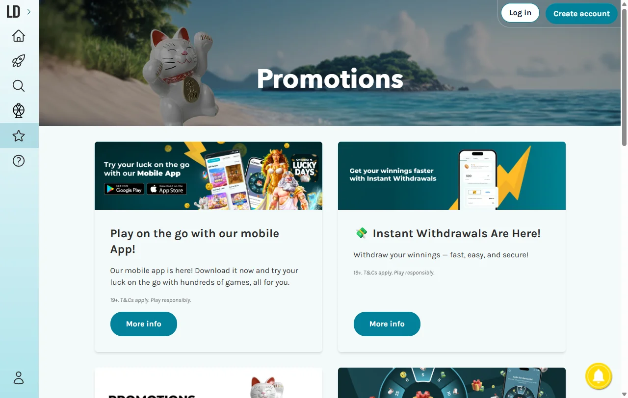 Bono de bienvenida y promociones disponibles en LuckyDays Casino México