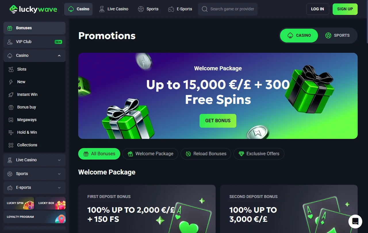 Bonos de bienvenida y promociones disponibles en LuckyWave Casino México