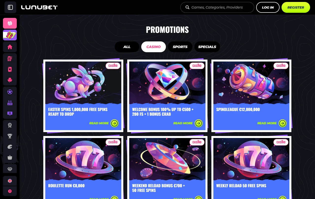 Catálogo de juegos en Lunubet Casino México incluyendo tragamonedas, mesa en vivo y proveedores certificados