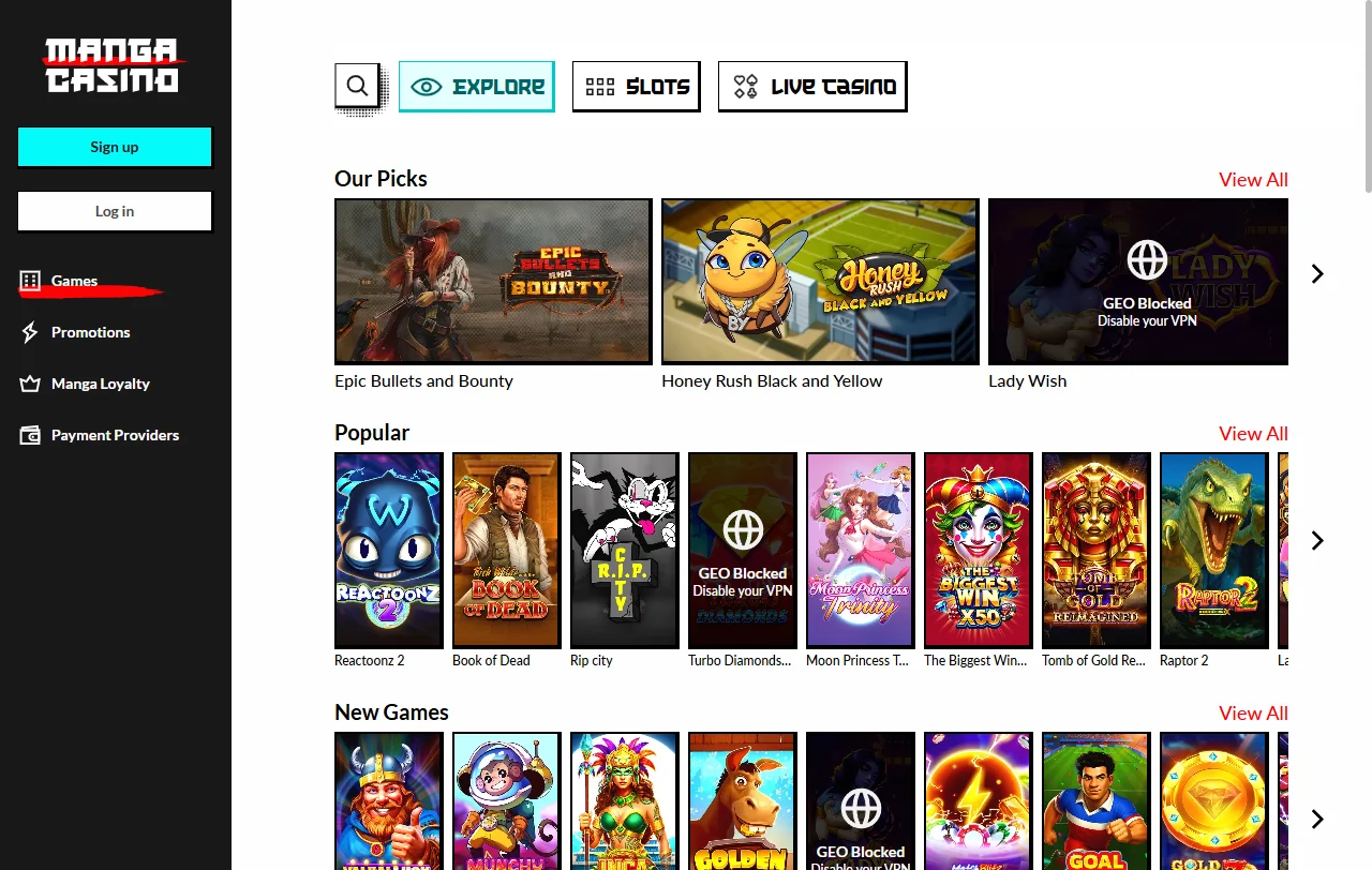 Juegos de tragamonedas y proveedores disponibles en Manga Casino México plataforma