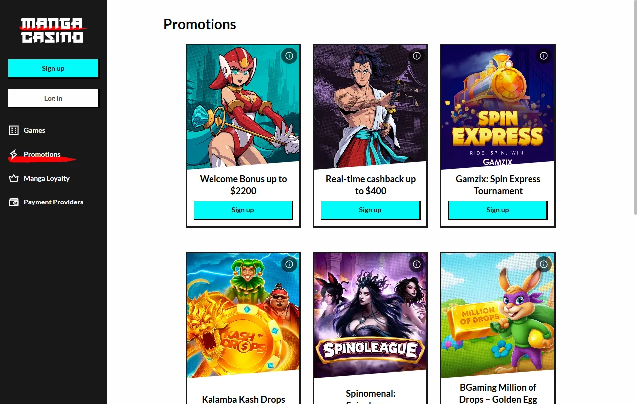 Bono de bienvenida y promociones especiales ofrecidas en Manga Casino México