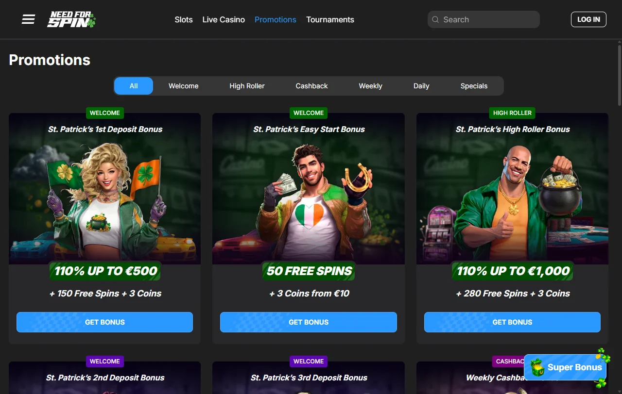 Ofertas de bonificación en Need for Spin Casino México - bono de bienvenida y promociones recurrentes