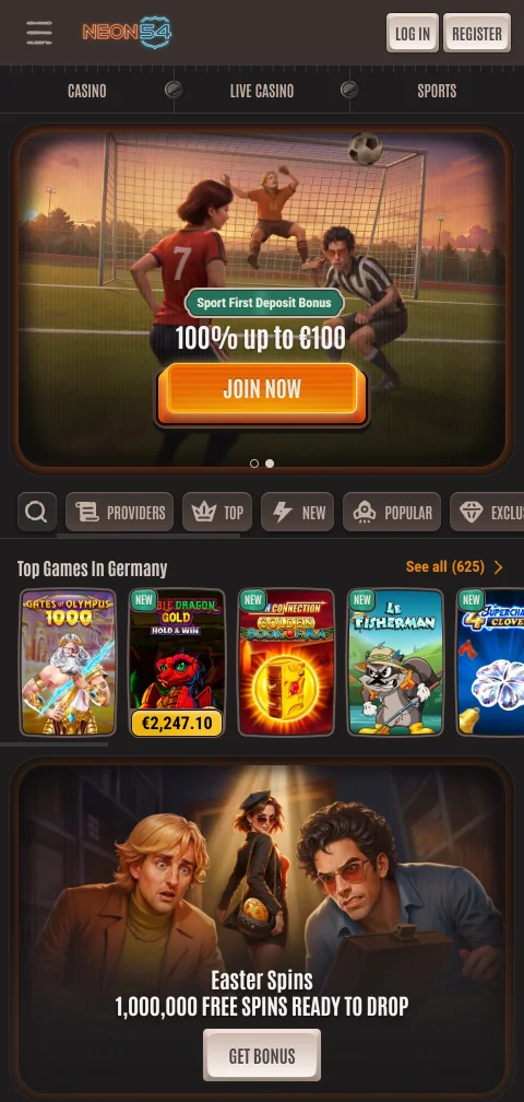 Experiencia móvil responsiva y accesible de Neon54 Casino México