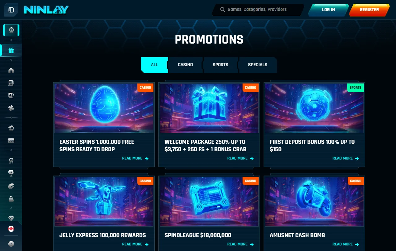 Catálogo de juegos de Ninlay Casino México incluyendo tragamonedas, casino en vivo y proveedores de software