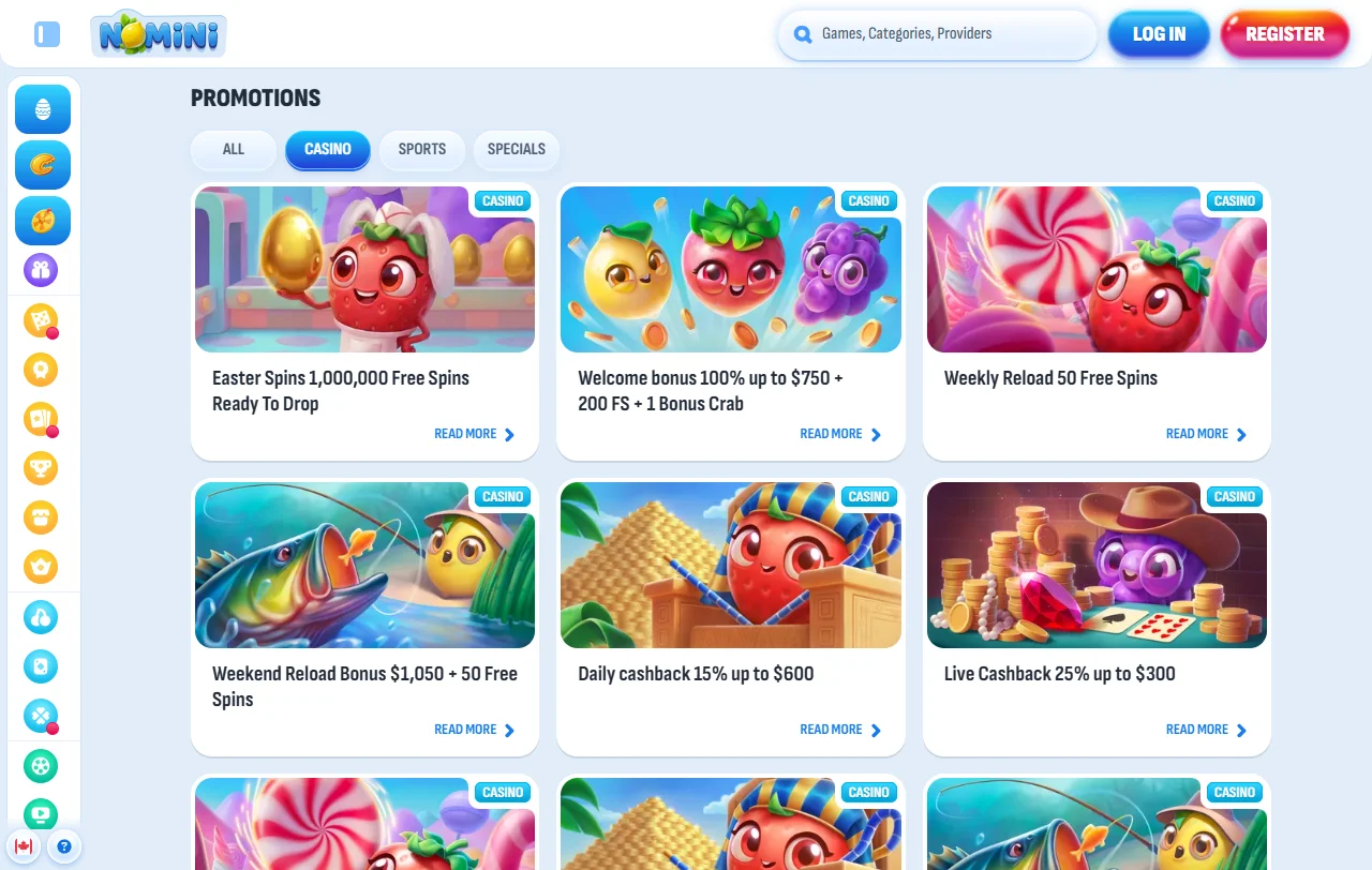 Tragamonedas, juegos de mesa y títulos en vivo disponibles en Nomini Casino México