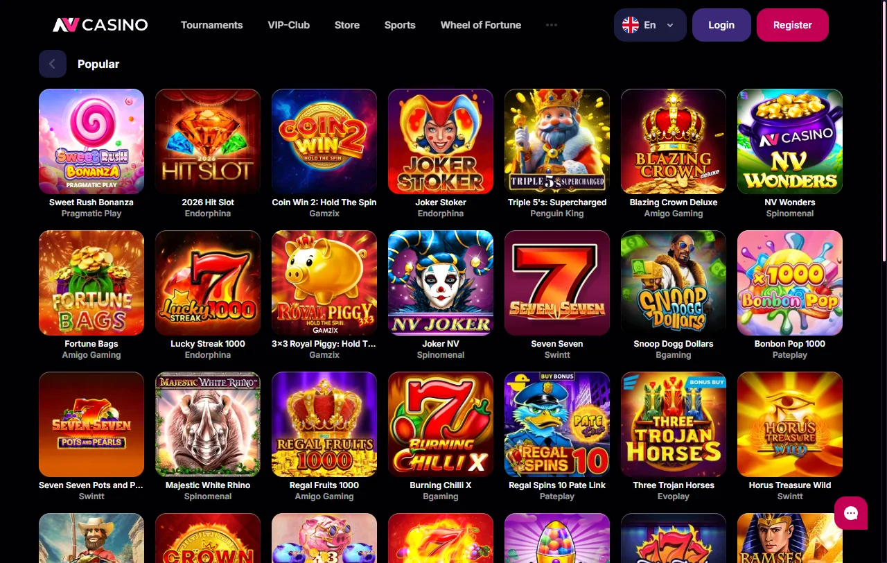 Catálogo de juegos y proveedores de software en NV Casino México con 3,000+ títulos